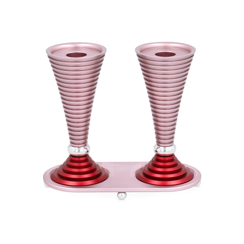פמוטים עגולים עם מעמד לשבת מדגם Grooved