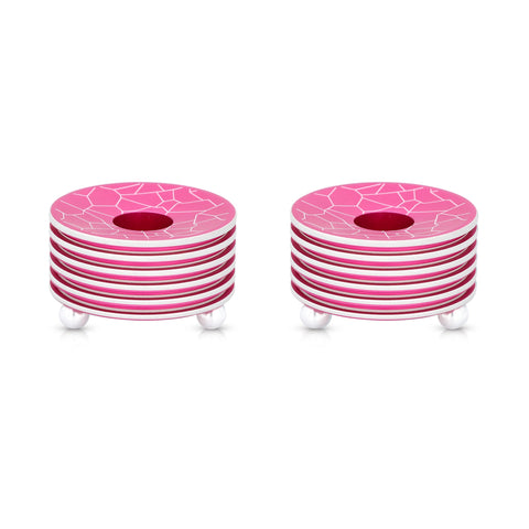 זוג מחזיקי נרות עגולים לשבת מדגם Grooved