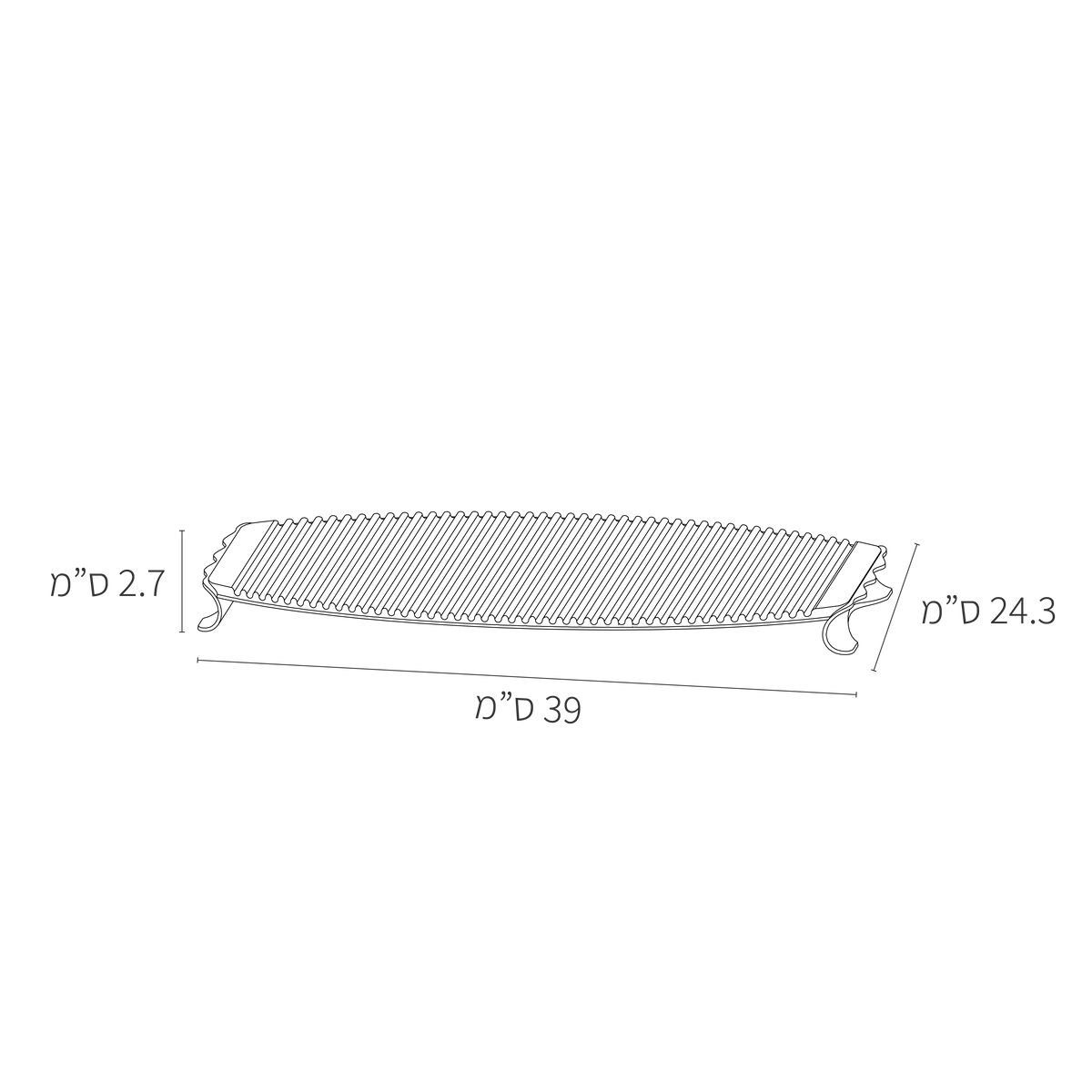 מידות מגש חלה לשבת וחג בסגנון Grooved