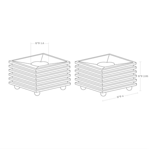 זוג מחזיקי נרות מרובעים לשבת מדגם Grooved