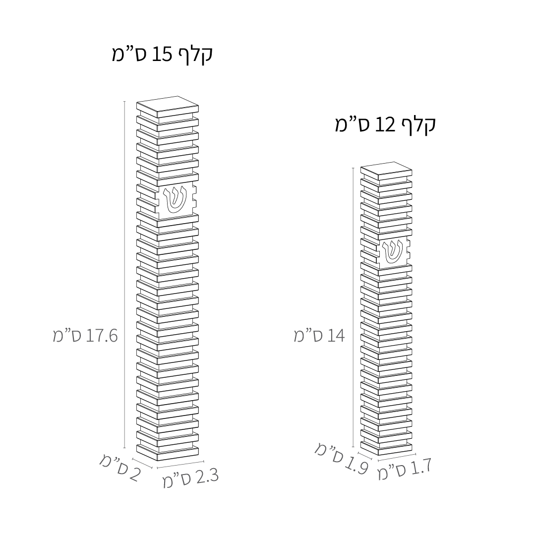 מידות סט בתי מזוזה ריבוע מחורץ בסגנון Grooved (ללא נקודות)